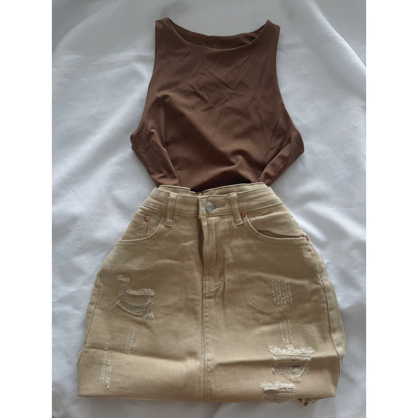 FALDA DENIM BEIGE M + BODY DUPE ZARA