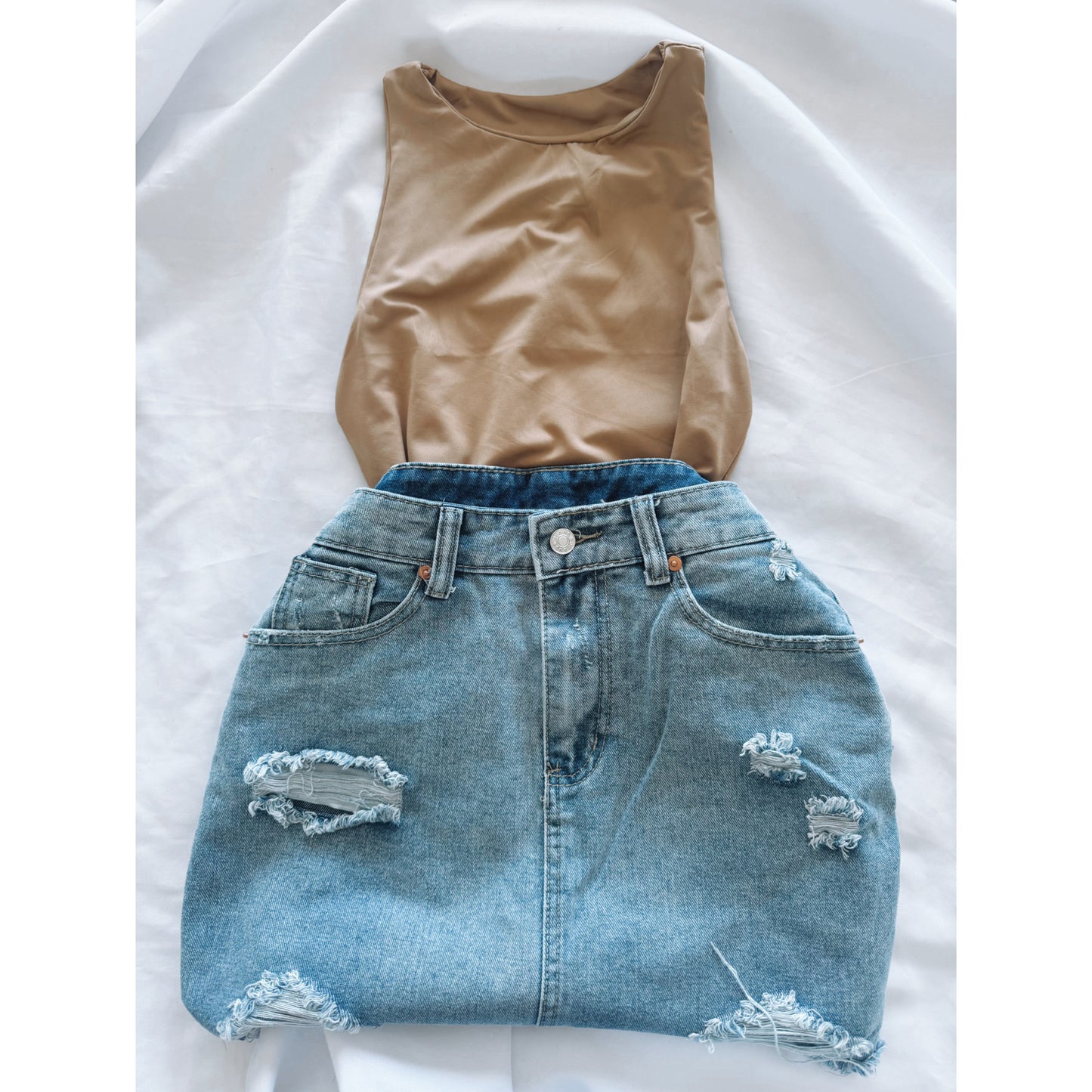 CONJUNTO FALDA DENIM s + BODY DUPE ZARA