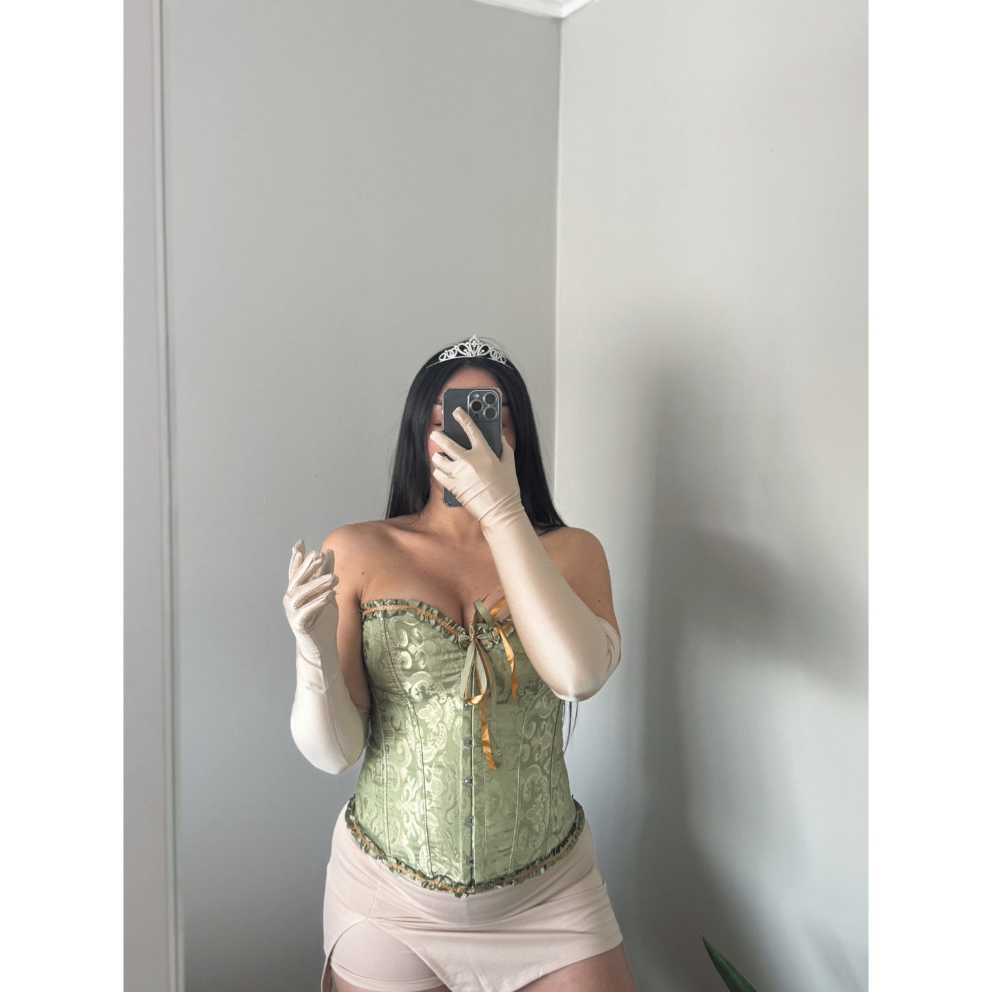 DISFRAZ PRINCESA TIANA CORSÉ+TUTU+GUANTES