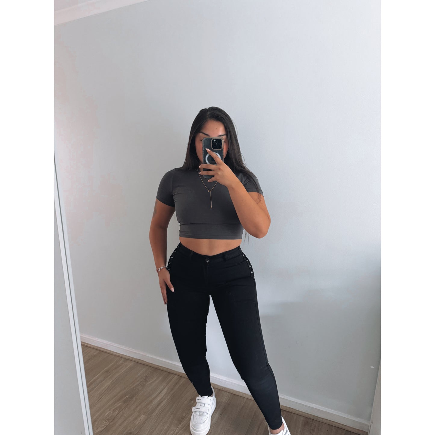 JEANS SKINNY TRENZADO NEGRO