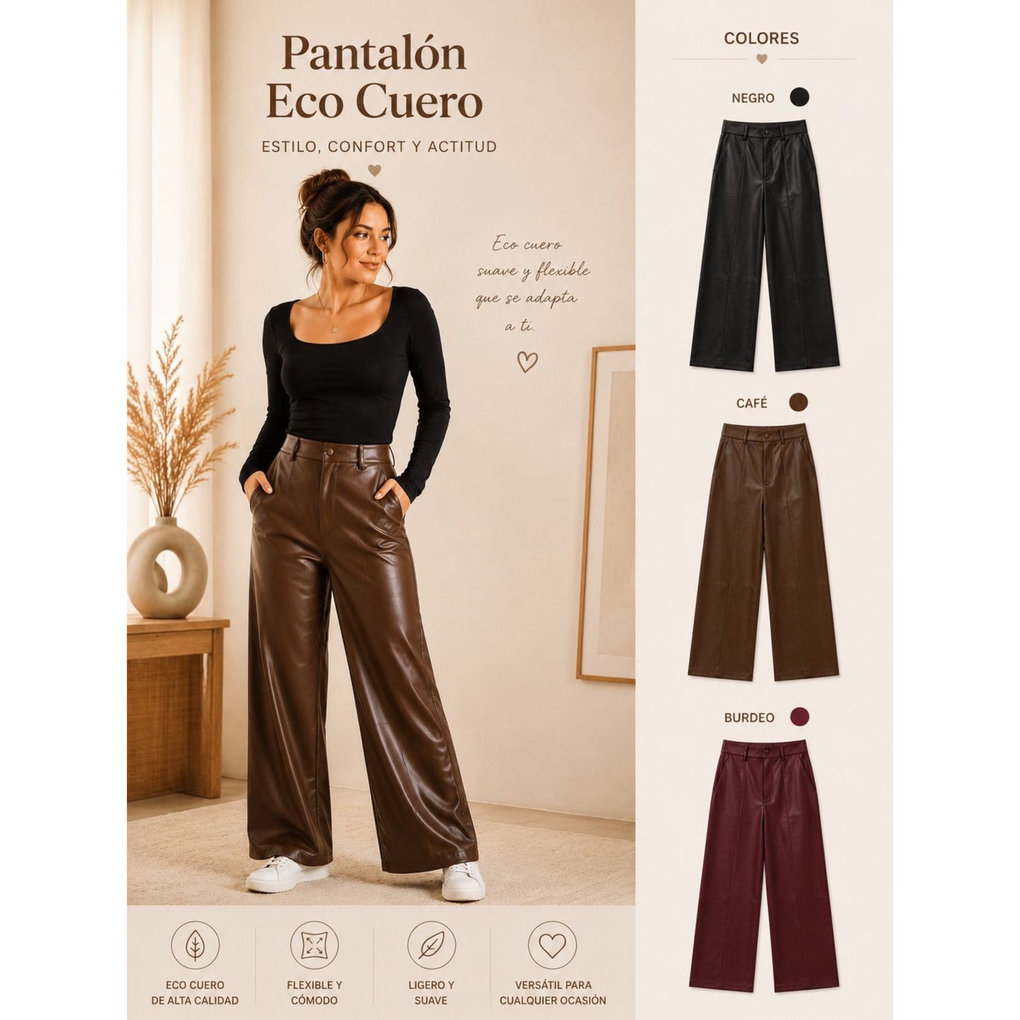 WIDE LEG ECOCUERO