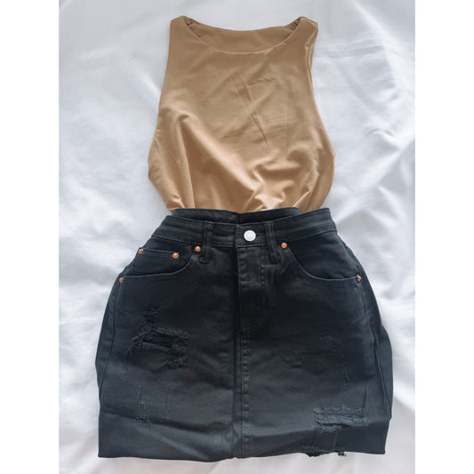 FALDA DENIM NEGRA M + BODY DUPE ZARA