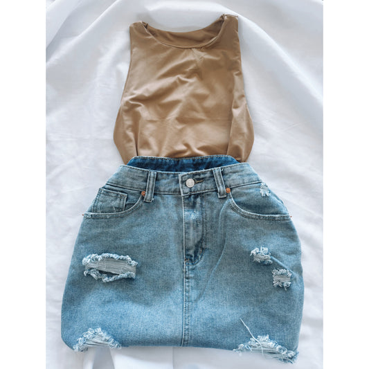 CONJUNTO FALDA DENIM s + BODY DUPE ZARA