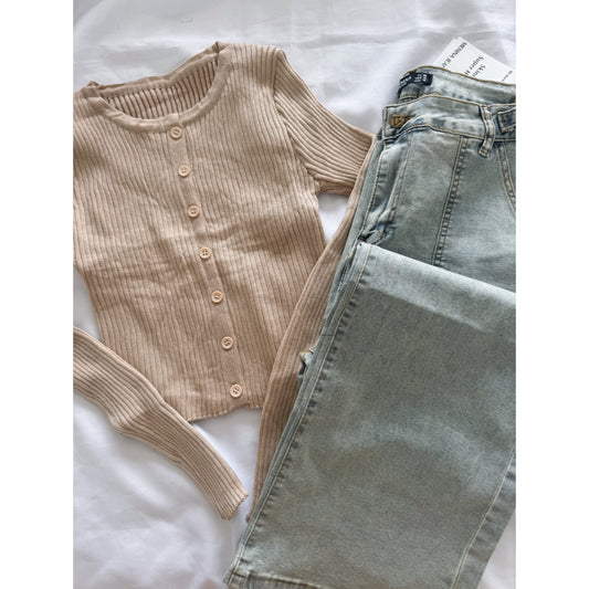 JEANS WIDE LEG AJUSTABLE 46 + CARDIGANS MINI
