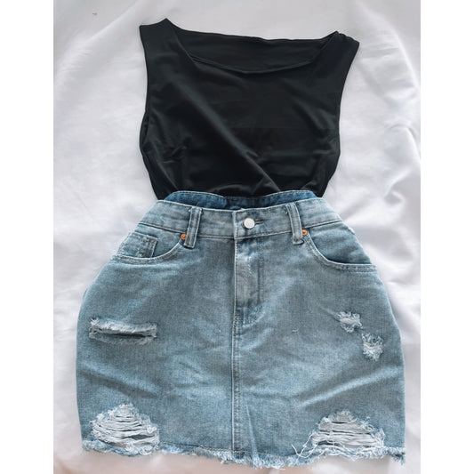 FALDA DENIM M + TOP DUPE ZARA