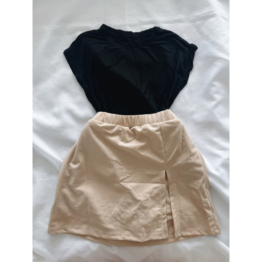 POLERA BASICA + FALDA TUBO CON SHORT