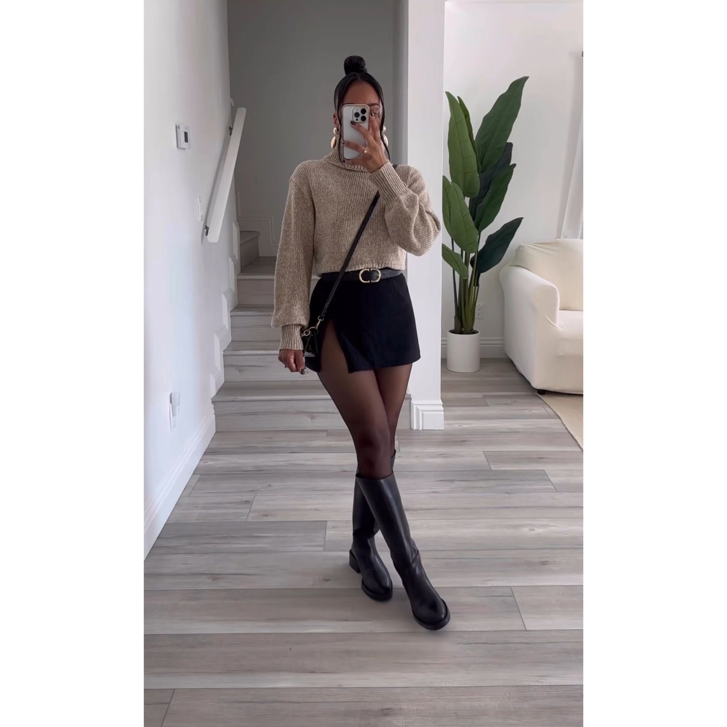 PANTYS EFECTO PIEL NEGRA CON POLAR FAJA