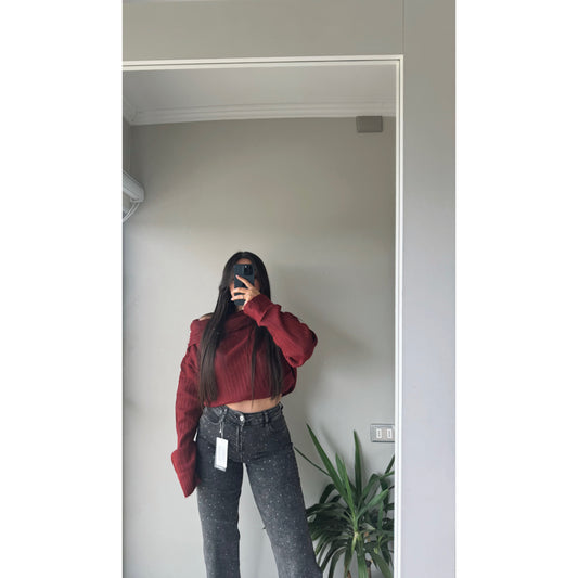 JEANS WIDE LEG BRILLOS GRAFITO