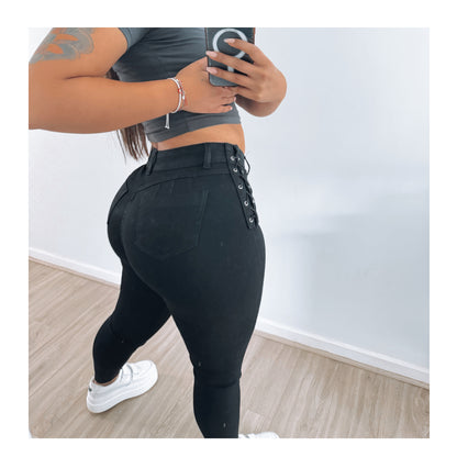 JEANS SKINNY TRENZADO NEGRO