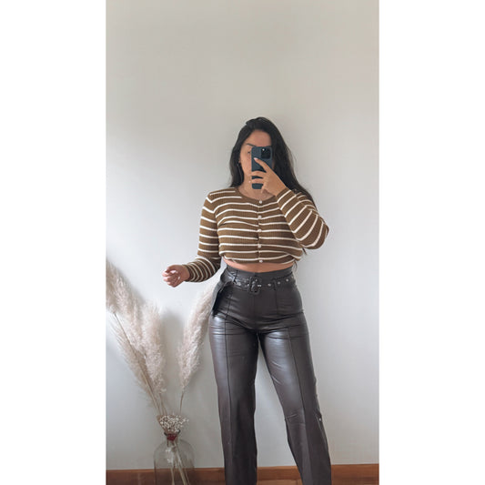 WIDE LEG ECOCUERO FORRADO